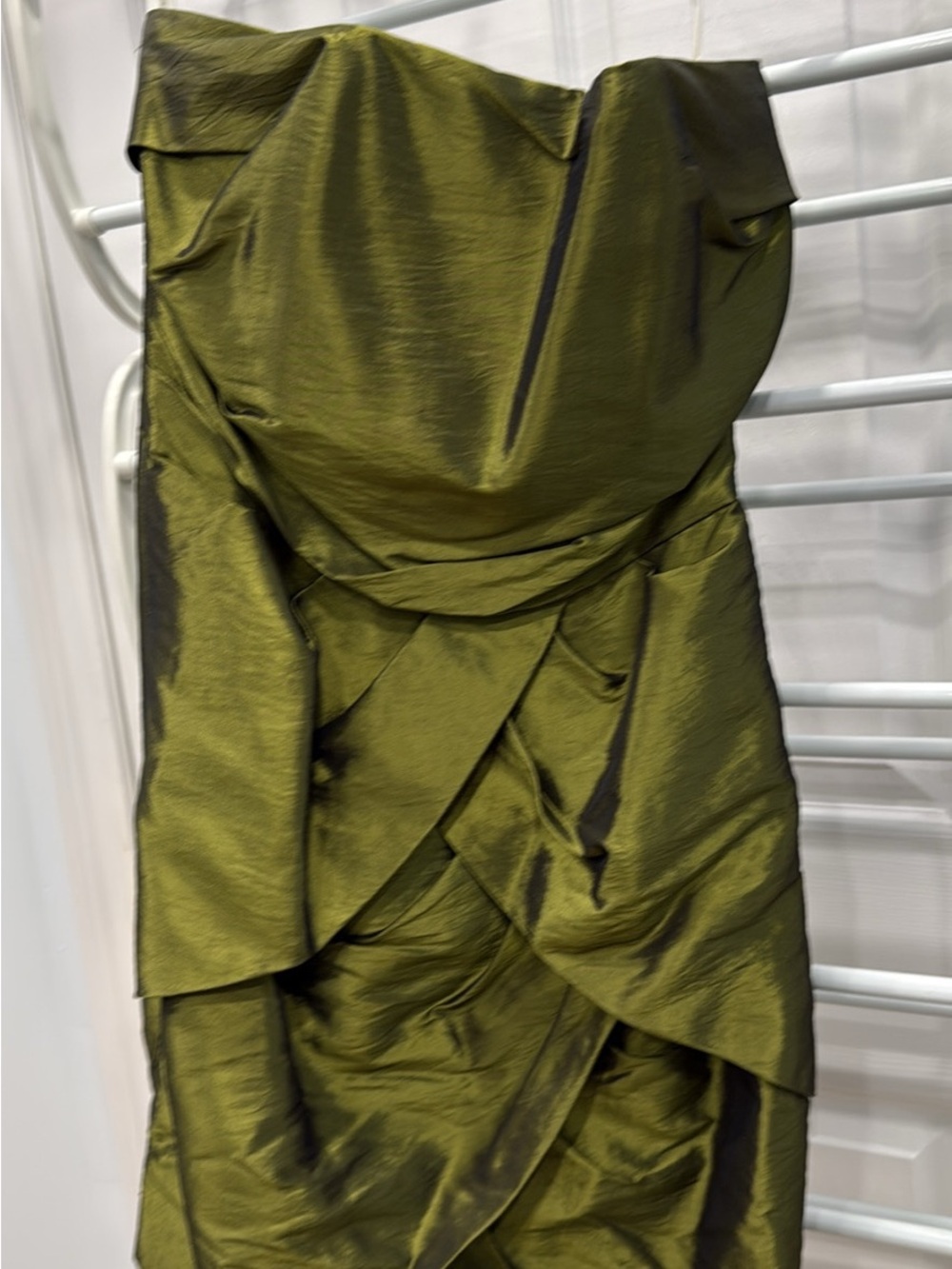 Iris Setlakwe Olive Green Strapless Draped Cocktail Dress